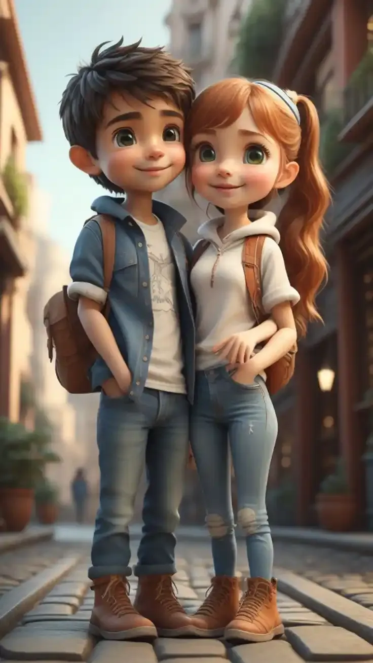 Cute cartoon couple dp Cute cartoon couple dp