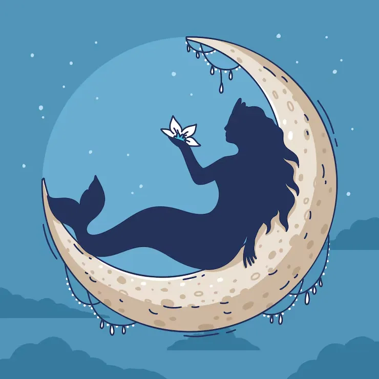 aesthetic girl with moon