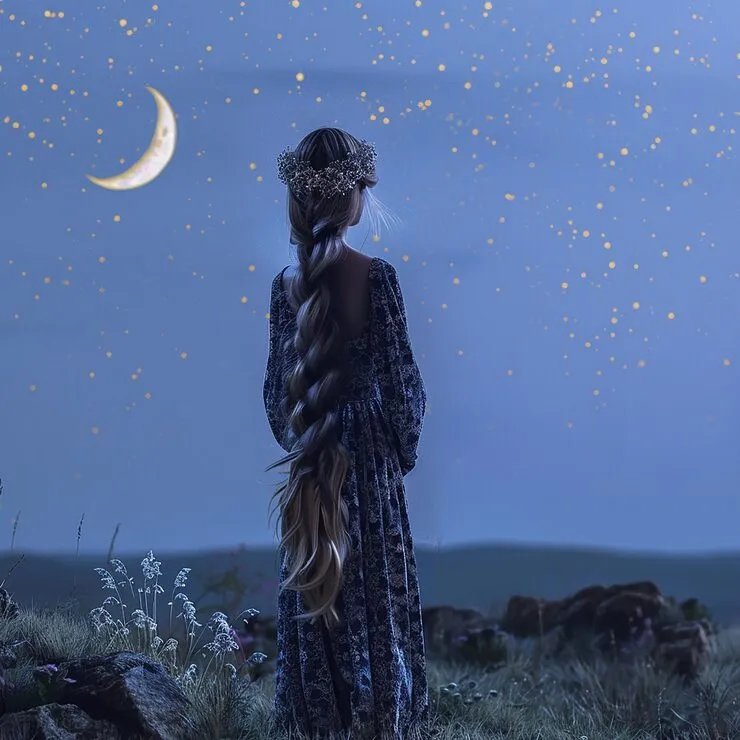 moon images with girl